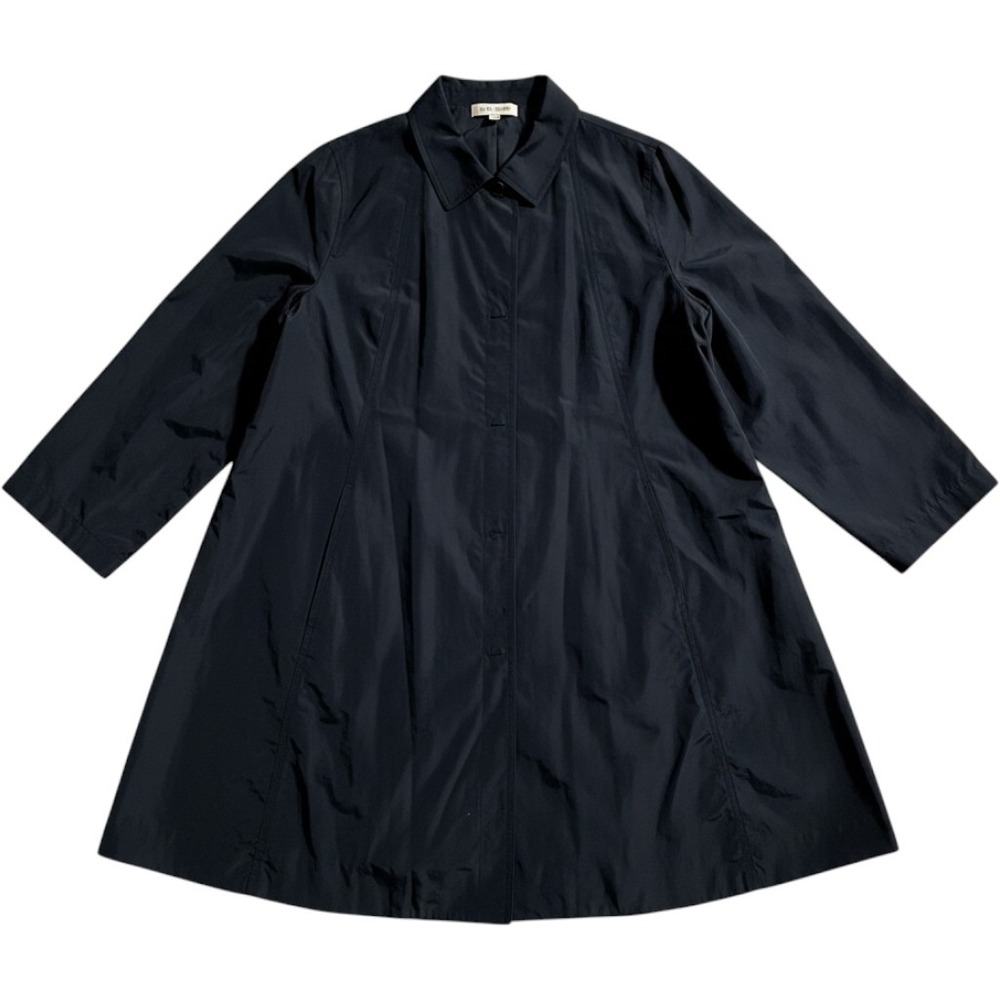 Eileen Fisher Black Organic Cotton Nylon Swing Windbreaker Coat Snaps Sz Small